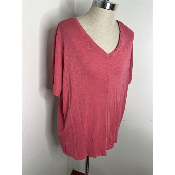 J JIll Pink T- Shirt Women's 4X Tunic Top V Neck Short Sleeve Pima Cotton - Picture 3 of 5